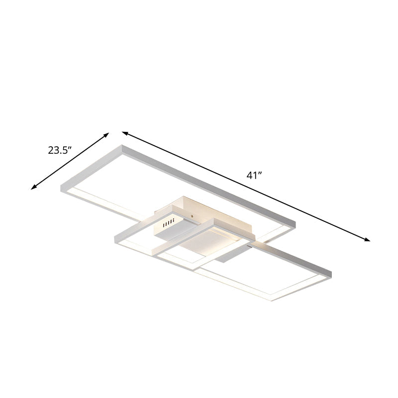 Contemporary Acrylic Led Flush Ceiling Light - 33.5/41 Wide Flushmount Lighting In Black/White