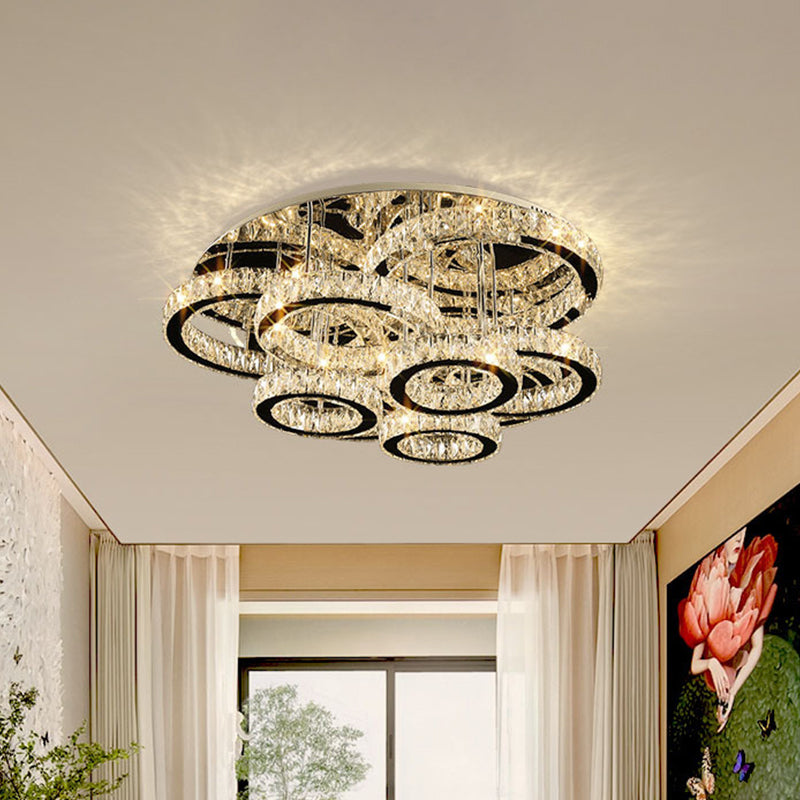 Modern Chrome Crystal Flush Mount LED Lamp for Bedroom Ceiling