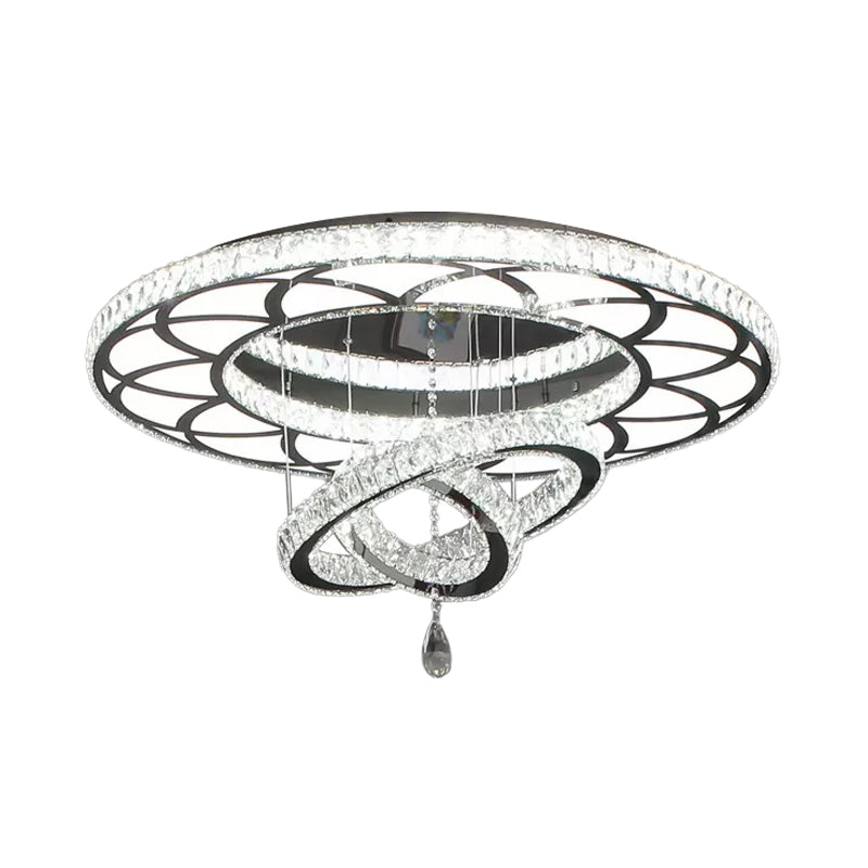 Minimalist Flush Mount LED Crystal Ring Light for Living Room Ceiling