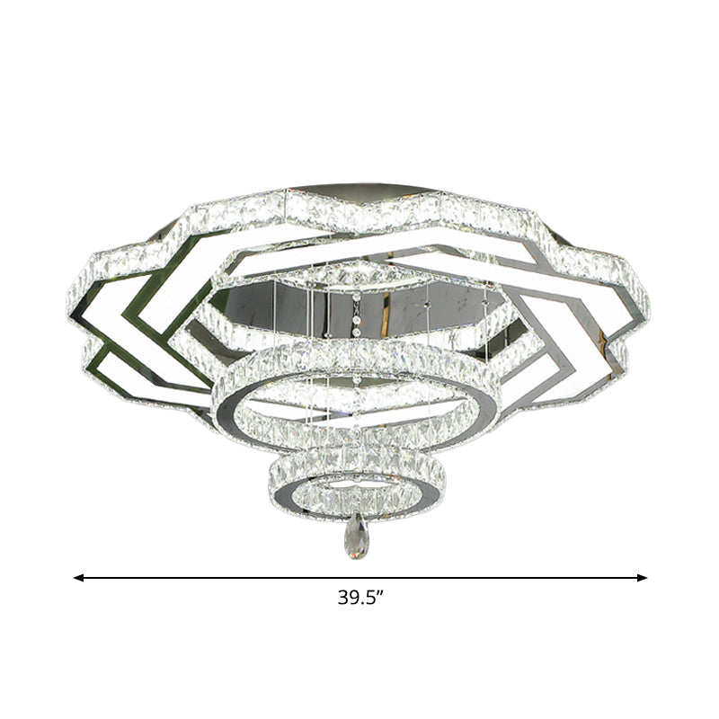 Minimalist Flush Mount LED Crystal Ring Light for Living Room Ceiling