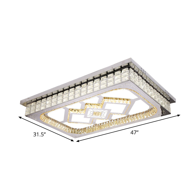 Modern LED Ceiling Light with Clear Crystal Shade for Living Room