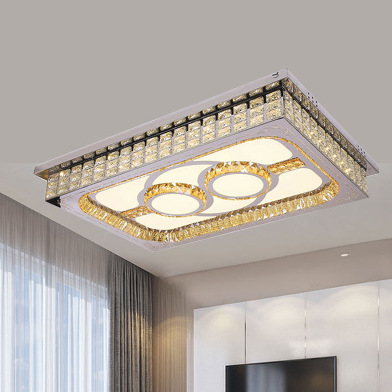 Modern LED Ceiling Light with Clear Crystal Shade for Living Room