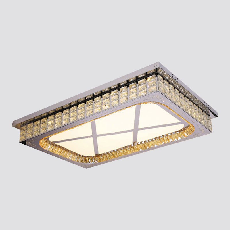 Modern LED Ceiling Light with Clear Crystal Shade for Living Room