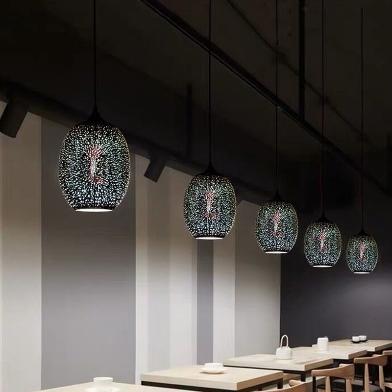 Modern Firework Glass Pendant Lamp for Dining Room with 1 Bulb - Geometry Design