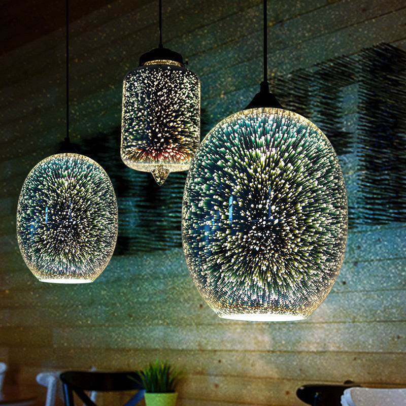 Modernist 1-Light 3D Glass Geometry Pendant For Living Room Multi-Color / B