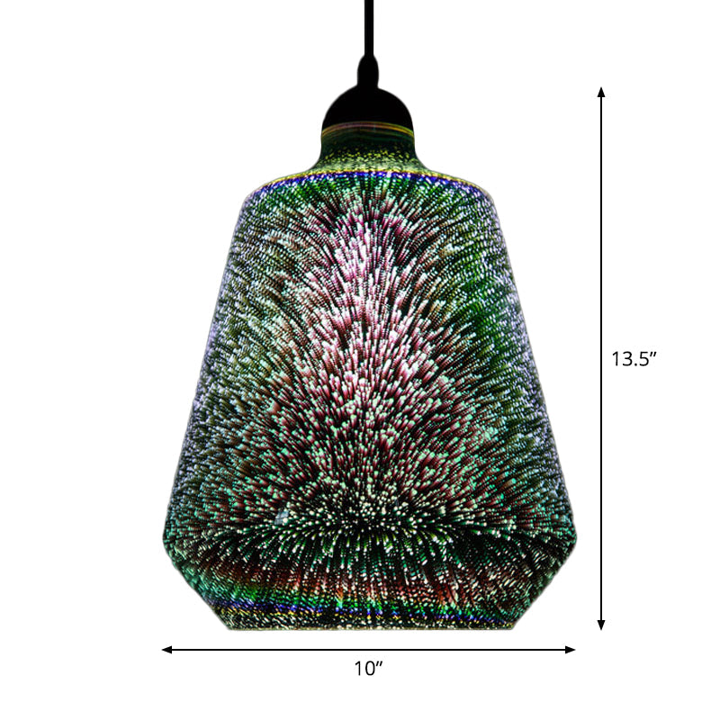 Modernist 1-Light 3D Glass Geometry Pendant For Living Room