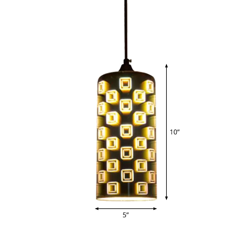 Modernist 1-Light 3D Glass Geometry Pendant For Living Room