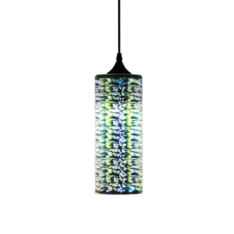 Modernist 1-Light 3D Glass Geometry Pendant For Living Room Multi-Color / F