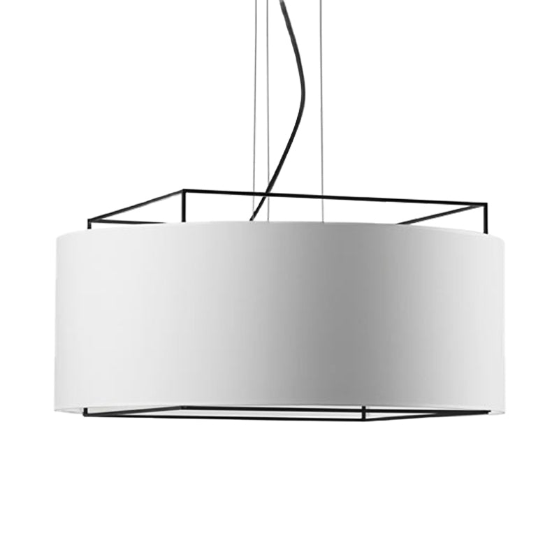 Modern Fabric Led Drum Pendant Light In White/Black Hanging Ceiling Fixture
