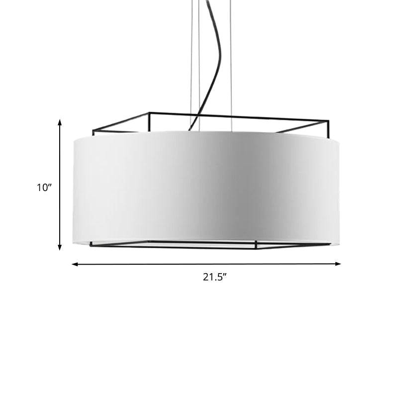 Modern Fabric Led Drum Pendant Light In White/Black Hanging Ceiling Fixture