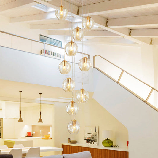 Modernist Chrome Cluster Pendant Light - Dimpled Glass Ceiling Lamp for Living Room