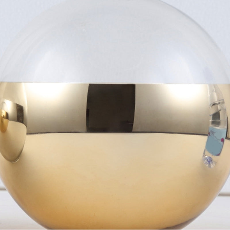 Nordic Aluminum Suspended Globe Pendant Light with Clear Glass Bottom in Gold
