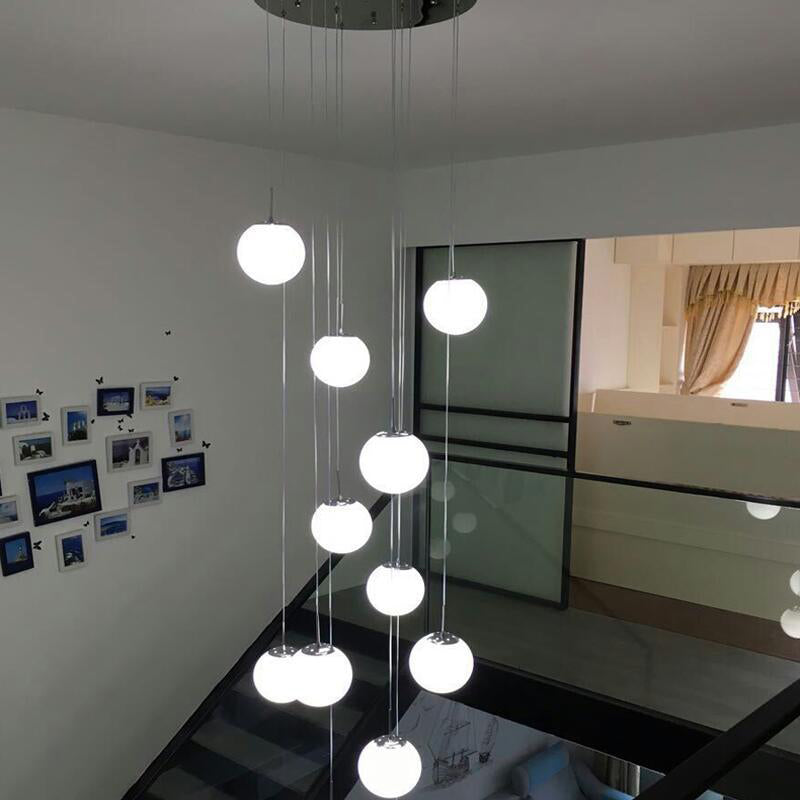 Contemporary Silver Ceiling Pendant Light Fixture with Opal Glass for Living Room Décor