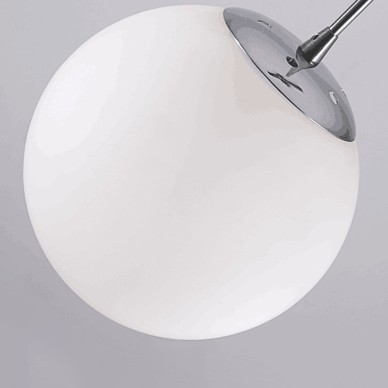 Contemporary Silver Ceiling Pendant Light Fixture with Opal Glass for Living Room Décor