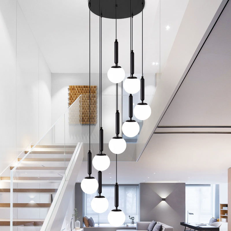 Opal Glass Hanging Light: Sleek & Stylish Suspension Lighting For Stairs 9 / Black
