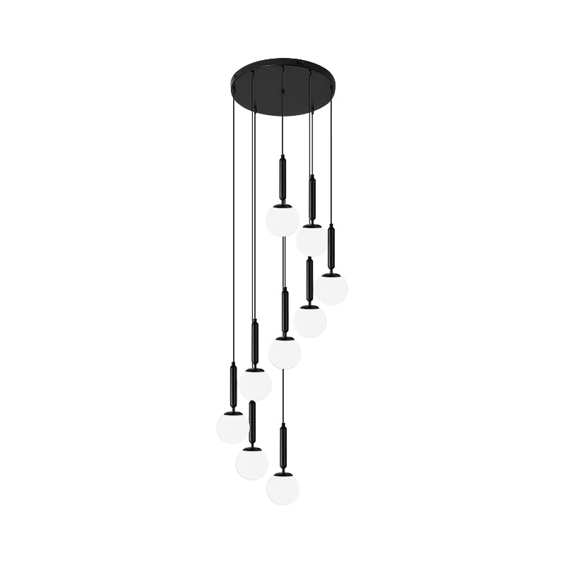 Marta - Opal Opal Glass Global Multiple Hanging Light Simplicity Suspension Lighting for Stairs