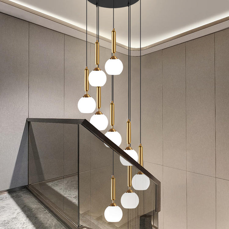Opal Glass Hanging Light: Sleek & Stylish Suspension Lighting For Stairs 9 / Gold