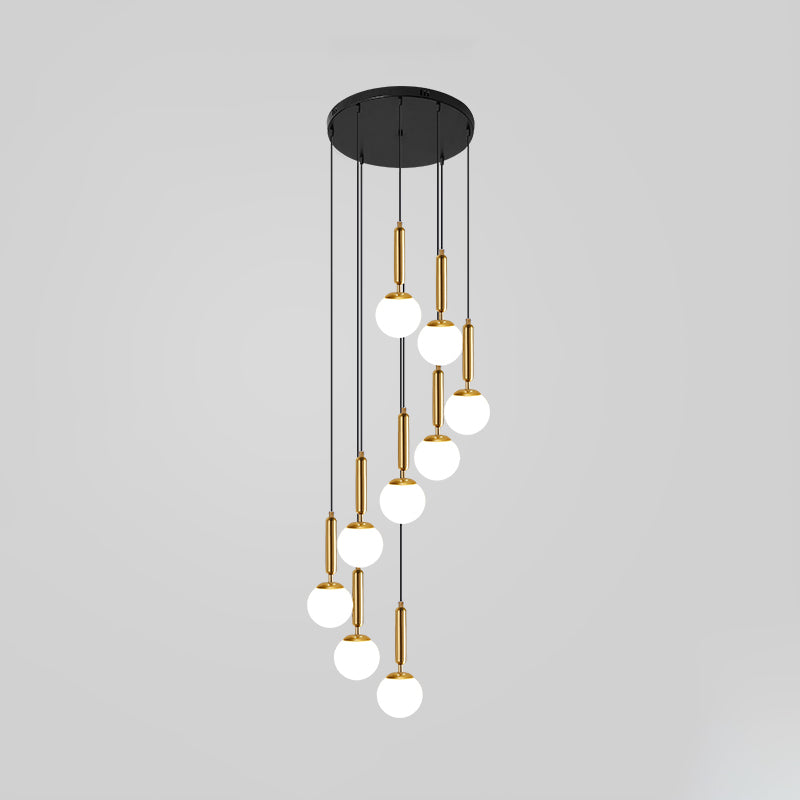 Marta - Opal Opal Glass Global Multiple Hanging Light Simplicity Suspension Lighting for Stairs