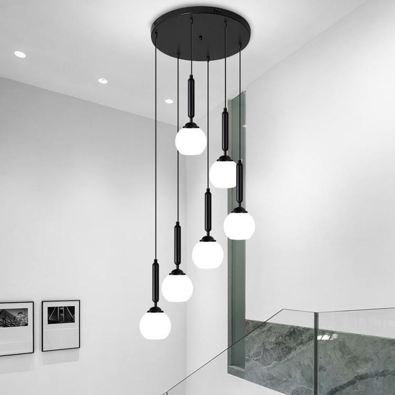 Marta - Opal Opal Glass Global Multiple Hanging Light Simplicity Suspension Lighting for Stairs