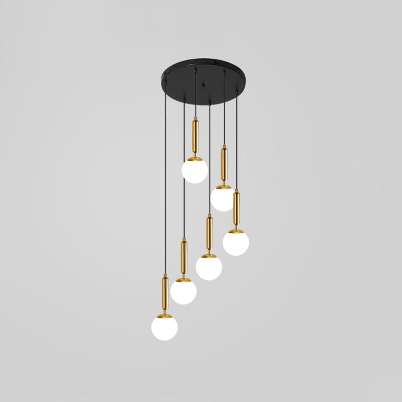 Marta - Opal Opal Glass Global Multiple Hanging Light Simplicity Suspension Lighting for Stairs