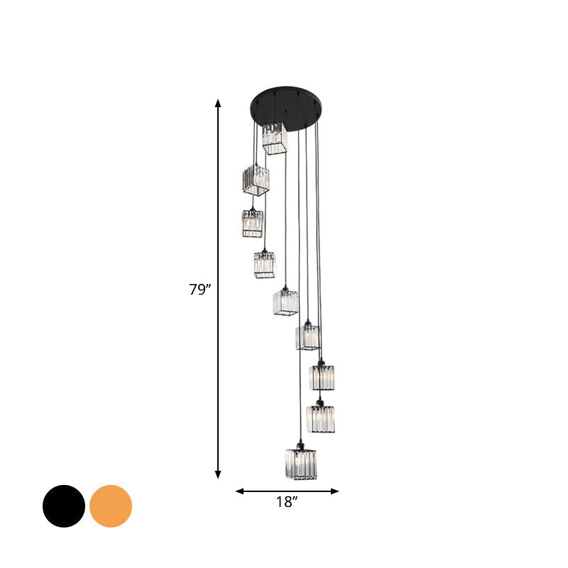 Contemporary Beveled Crystal Pendant Light with Swirl Design
