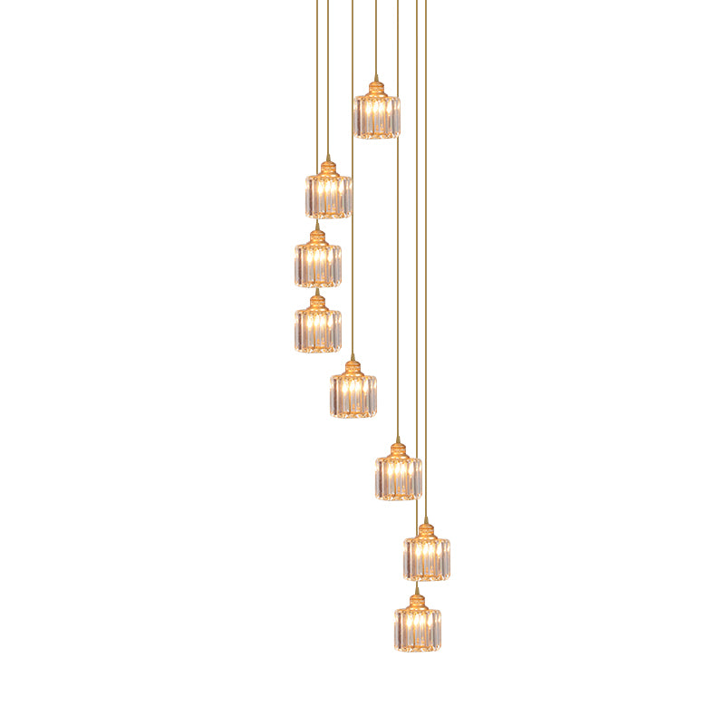 Beveled Crystal Nordic Pendant Lighting Fixture with Multiple Hanging Drum Lights