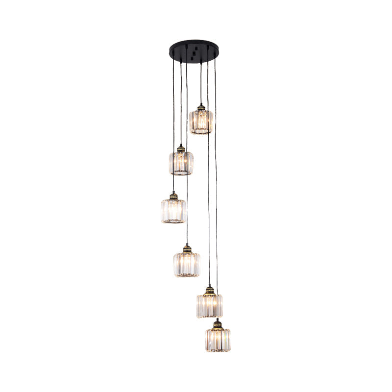 Beveled Crystal Nordic Pendant Lighting Fixture with Multiple Hanging Drum Lights