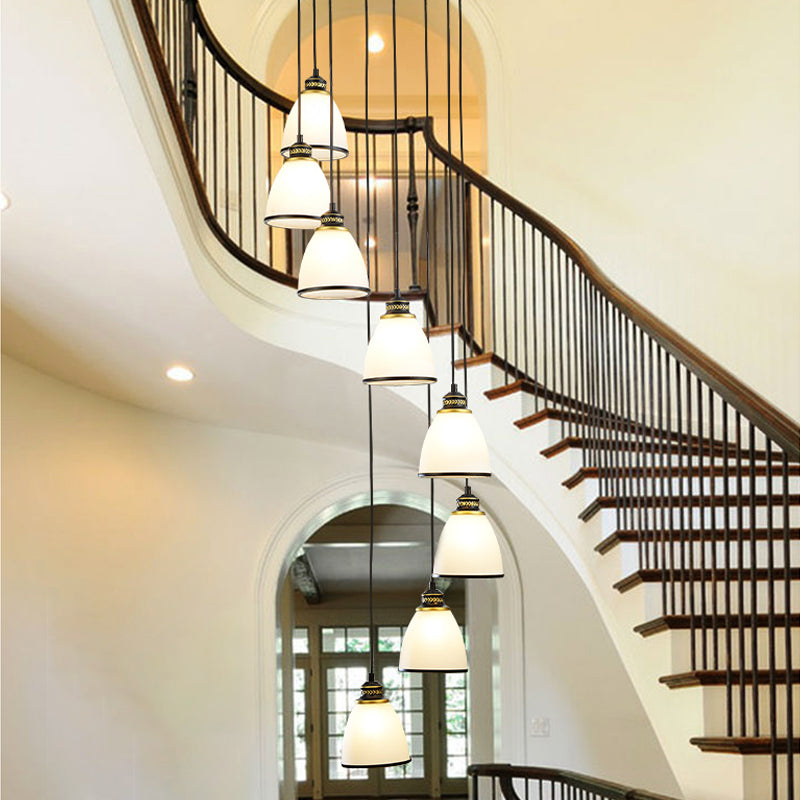 Dome Opal Glass Spiral Pendant Ceiling Light for Living Room - Simplicity and Elegance