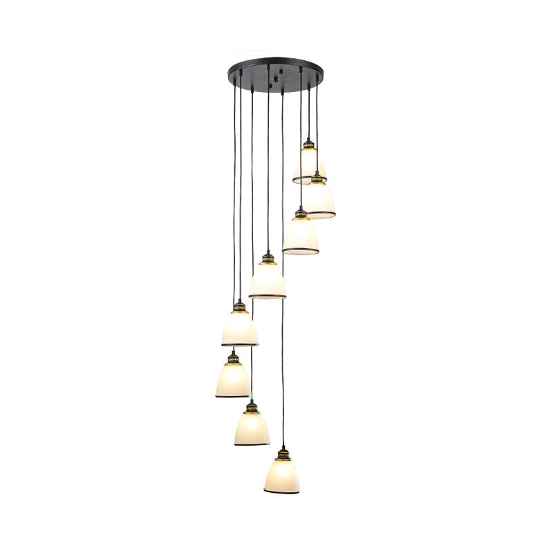 Dome Opal Glass Spiral Pendant Ceiling Light for Living Room - Simplicity and Elegance