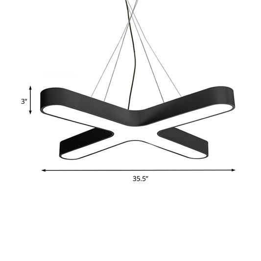 Modern White/Black/Gold Cross Hanging Lamp - 23.5/35.5 Wide Led Metal Ceiling Pendant Light With