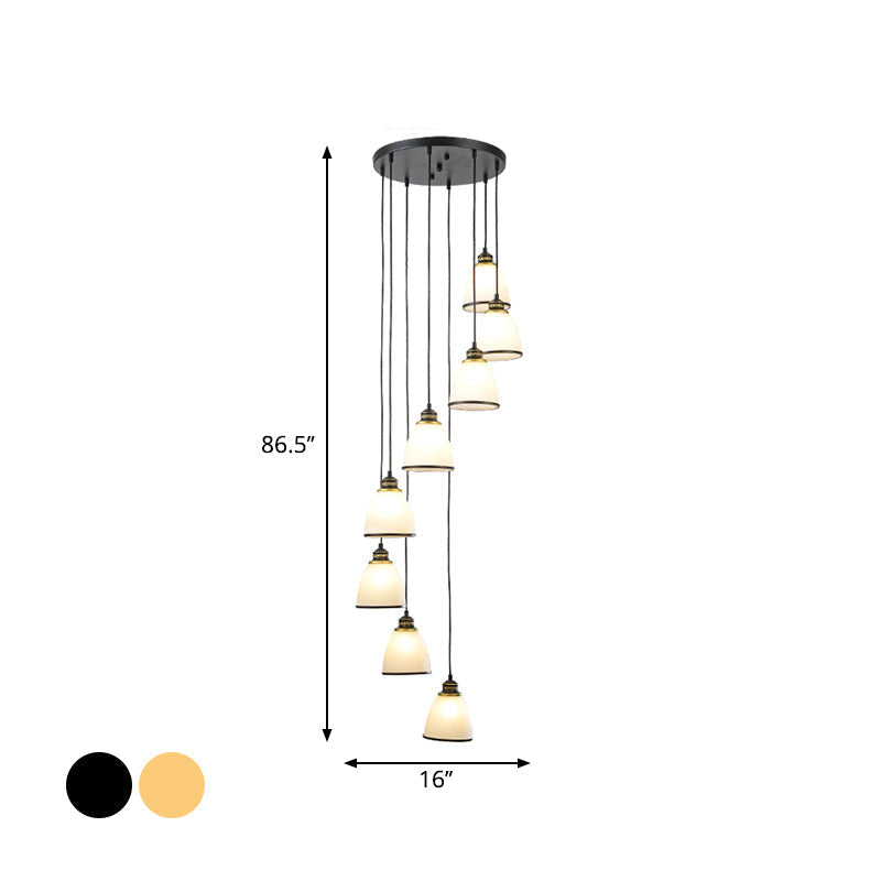 Dome Opal Glass Spiral Pendant Ceiling Light for Living Room - Simplicity and Elegance