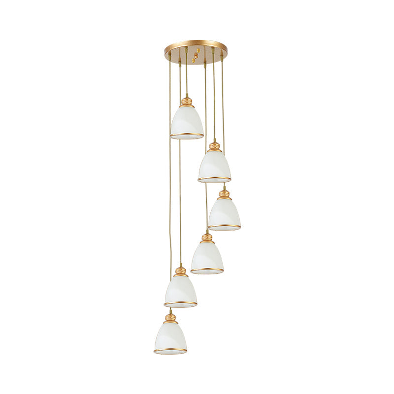 Dome Opal Glass Spiral Pendant Ceiling Light for Living Room - Simplicity and Elegance