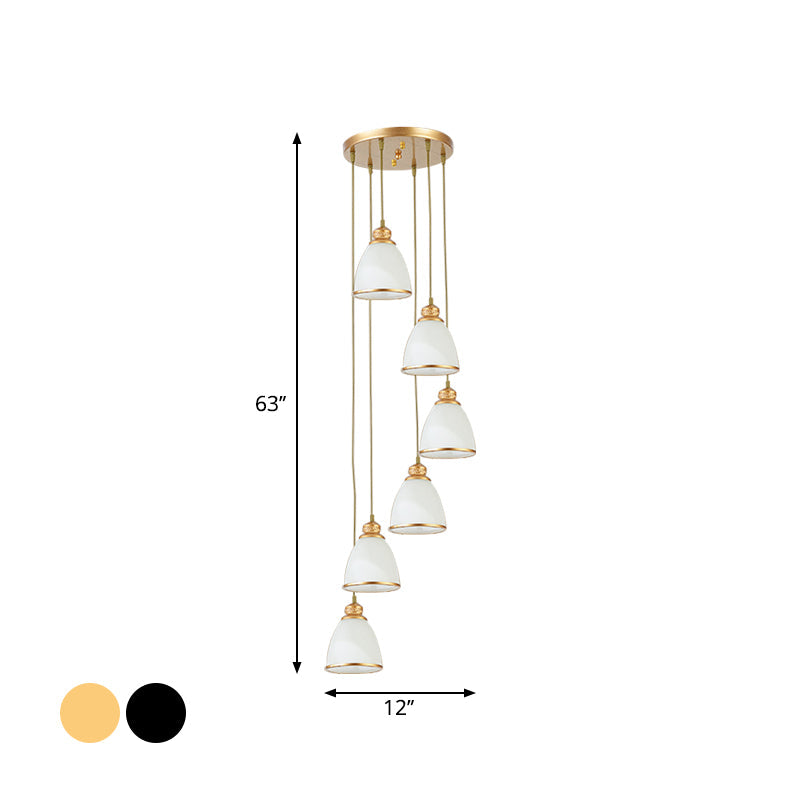 Dome Opal Glass Spiral Pendant Ceiling Light for Living Room - Simplicity and Elegance