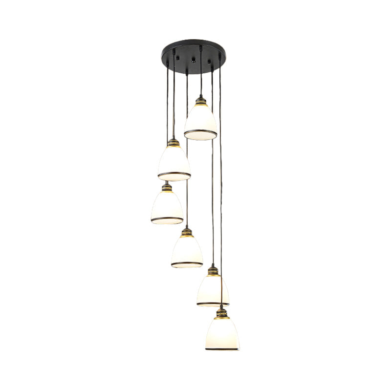 Dome Opal Glass Spiral Pendant Ceiling Light for Living Room - Simplicity and Elegance