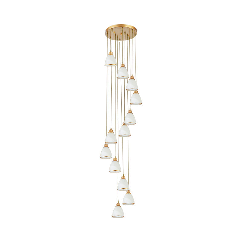 Dome Opal Glass Spiral Pendant Ceiling Light for Living Room - Simplicity and Elegance