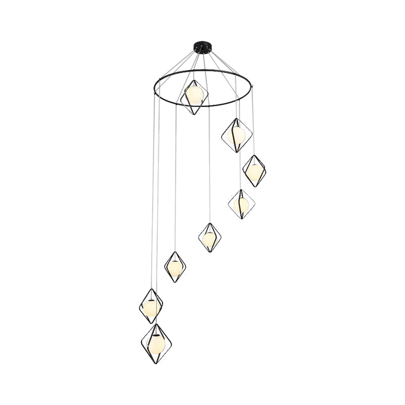 Modern Multi Light Pendant Lamp With Opal Glass Shade - Perfect For Living Room