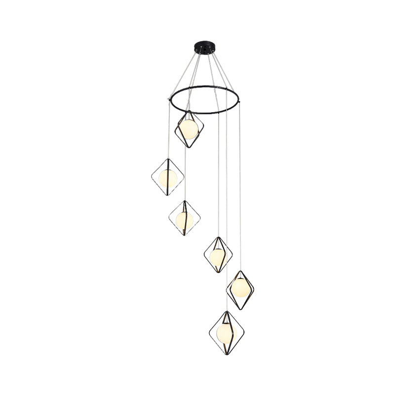 Modern Multi Light Pendant Lamp With Opal Glass Shade - Perfect For Living Room