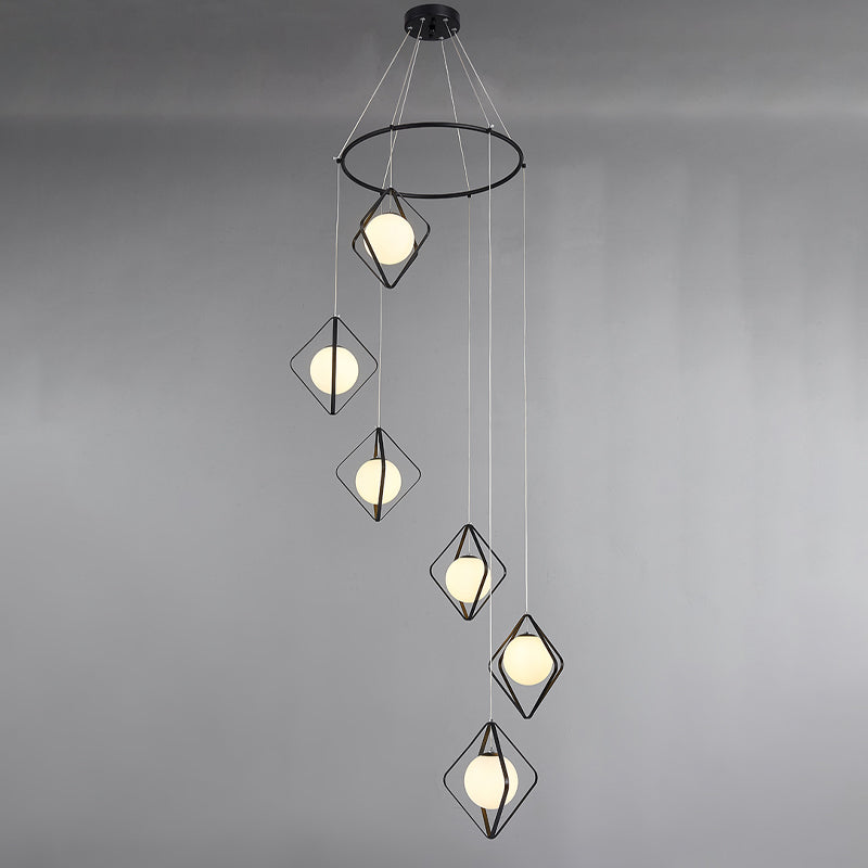 Modern Multi Light Pendant Lamp With Opal Glass Shade - Perfect For Living Room