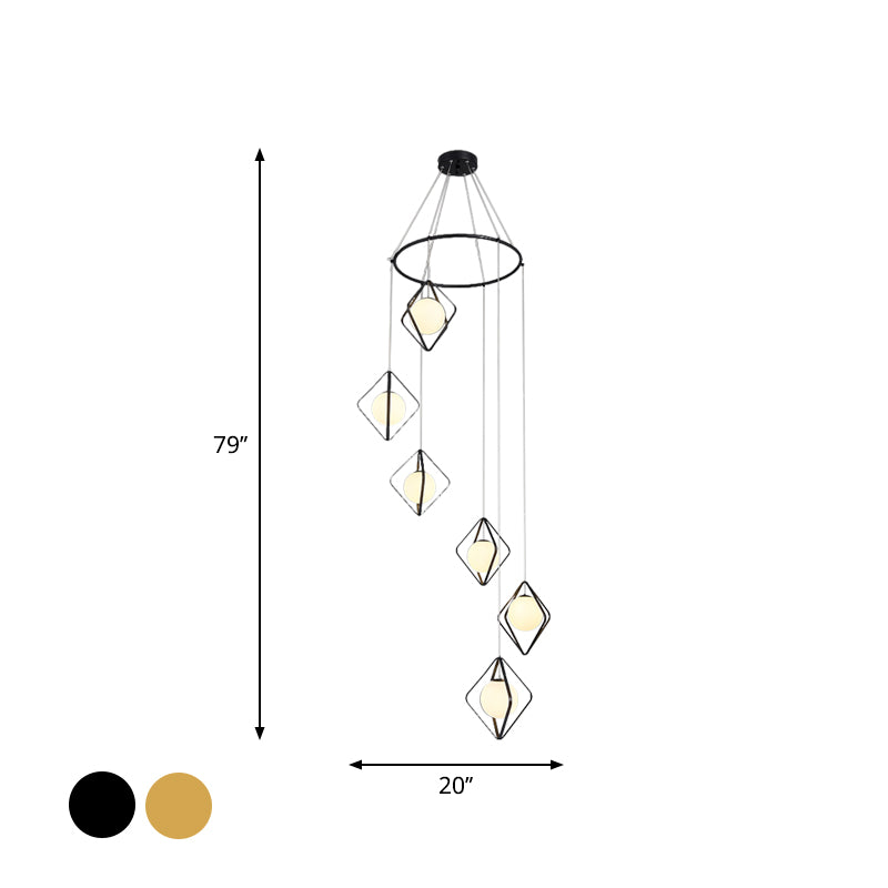 Modern Multi Light Pendant Lamp With Opal Glass Shade - Perfect For Living Room