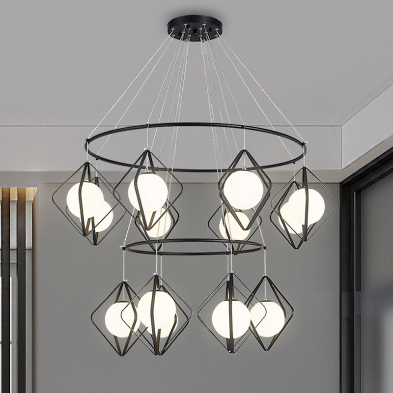 Modern Multi Light Pendant Lamp With Opal Glass Shade - Perfect For Living Room