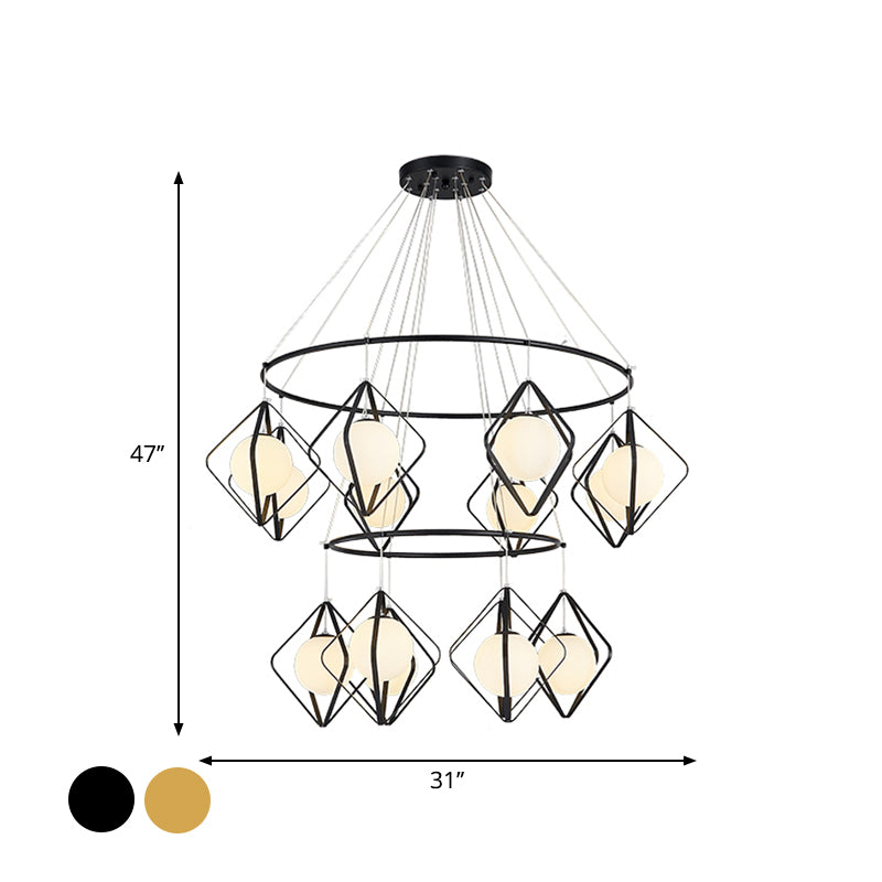 Modern Multi Light Pendant Lamp With Opal Glass Shade - Perfect For Living Room