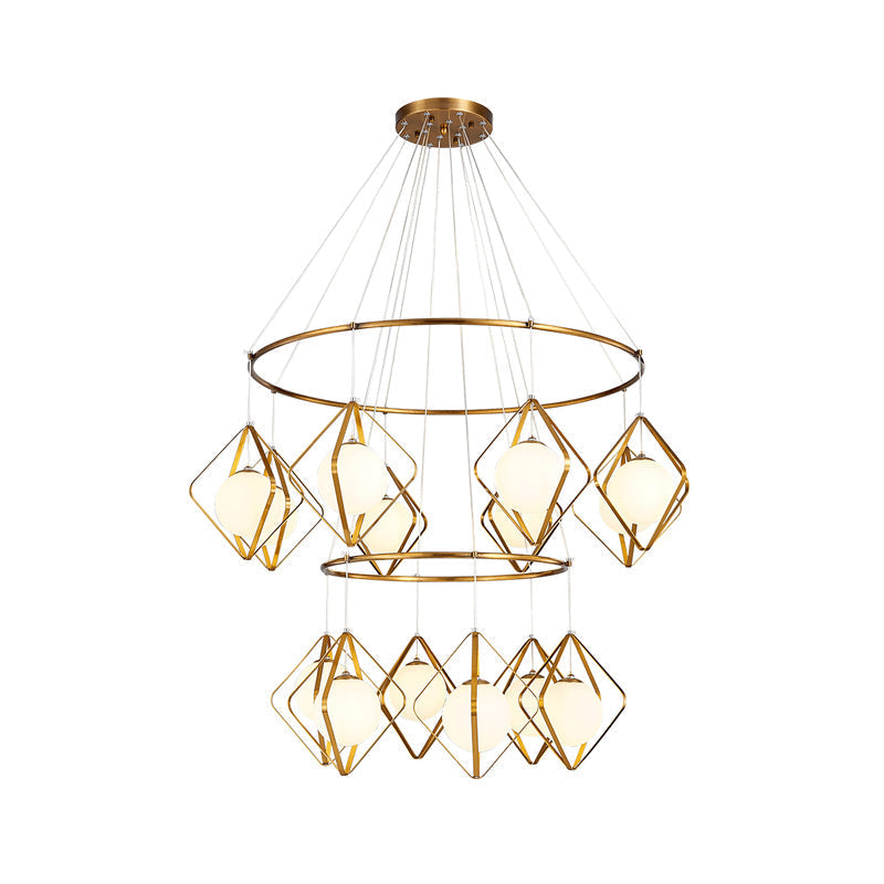 Modern Multi Light Pendant Lamp With Opal Glass Shade - Perfect For Living Room