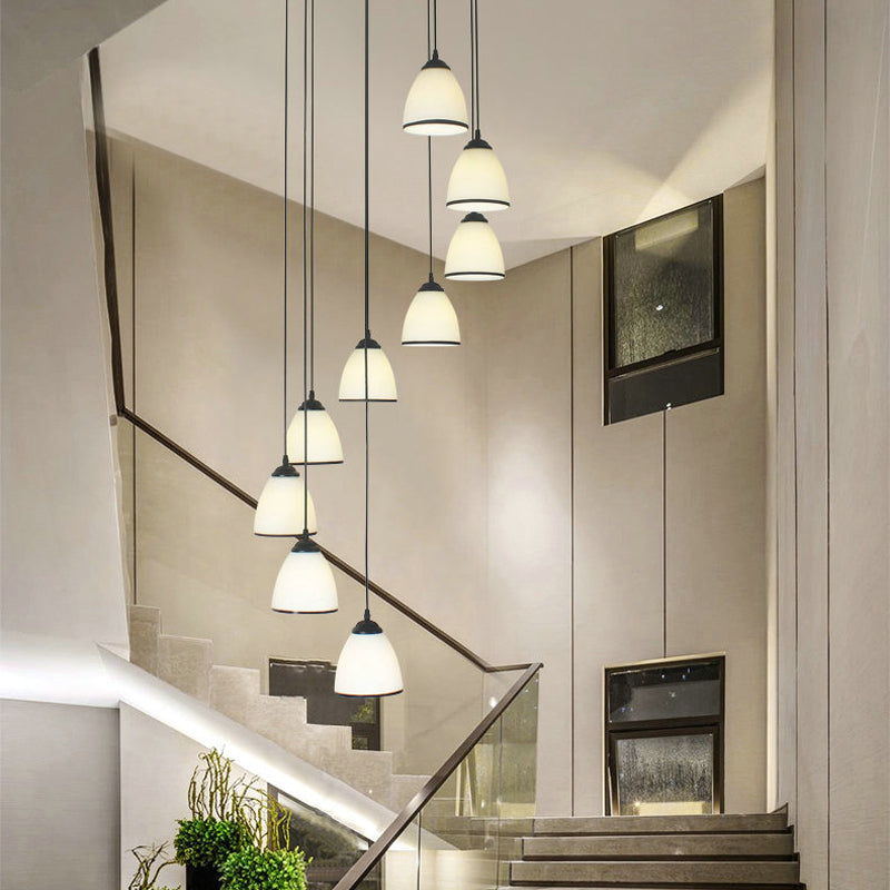 Suspension Dome Swirl Cluster en noir - Luminaire suspendu contemporain en verre opale