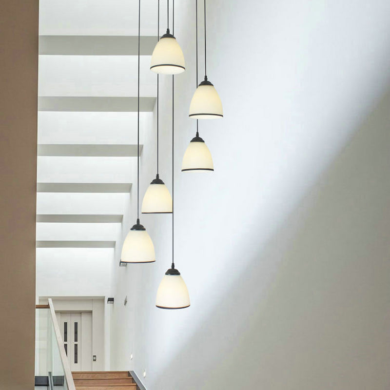 Suspension Dome Swirl Cluster en noir - Luminaire suspendu contemporain en verre opale