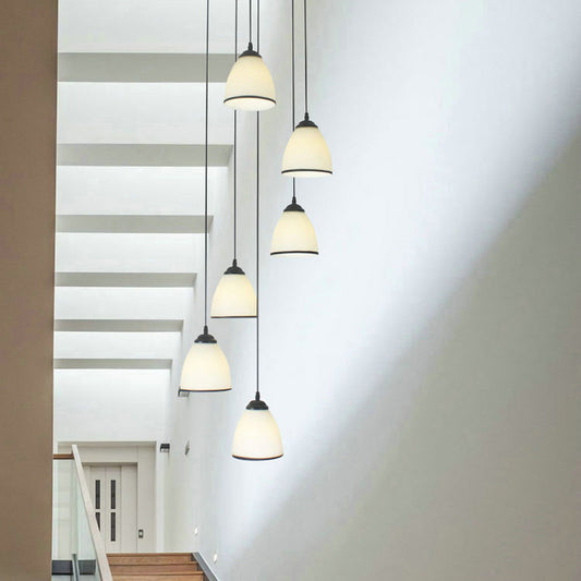 Dome Swirl Cluster Pendant Light in Black - Contemporary Opal Glass Hanging Lighting