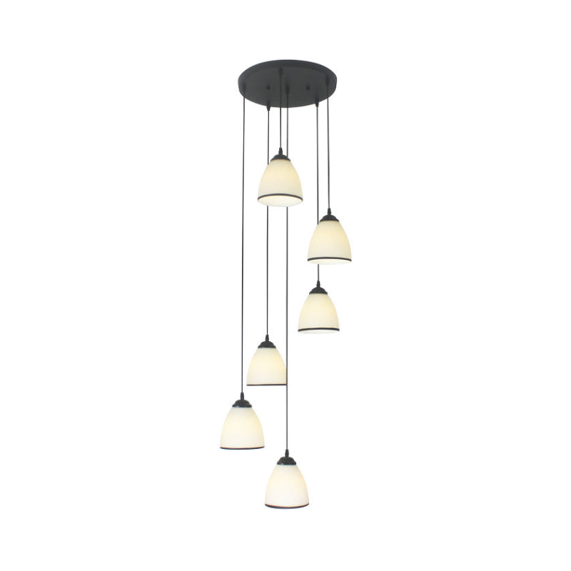Suspension Dome Swirl Cluster en noir - Luminaire suspendu contemporain en verre opale