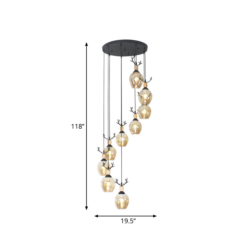 Modern Black Multi-Light Pendant Ceiling Lamp with Glass Shades