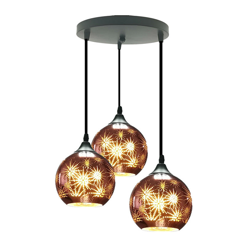 Modernist Firework Glass Bronze Ceiling Light - Stylish Globe Hanging Suspension Lighting for Corridor