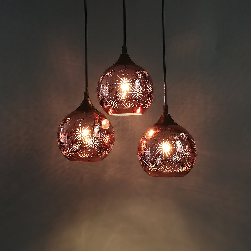 Modernist Firework Glass Bronze Ceiling Light - Stylish Globe Hanging Suspension Lighting for Corridor