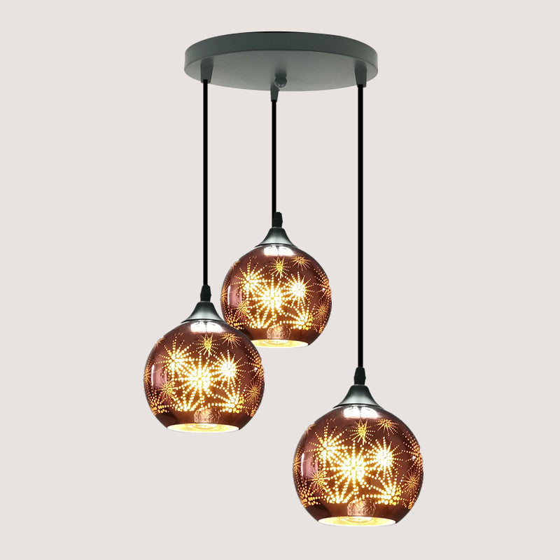 Modernist Firework Glass Bronze Ceiling Light - Stylish Globe Hanging Suspension Lighting for Corridor